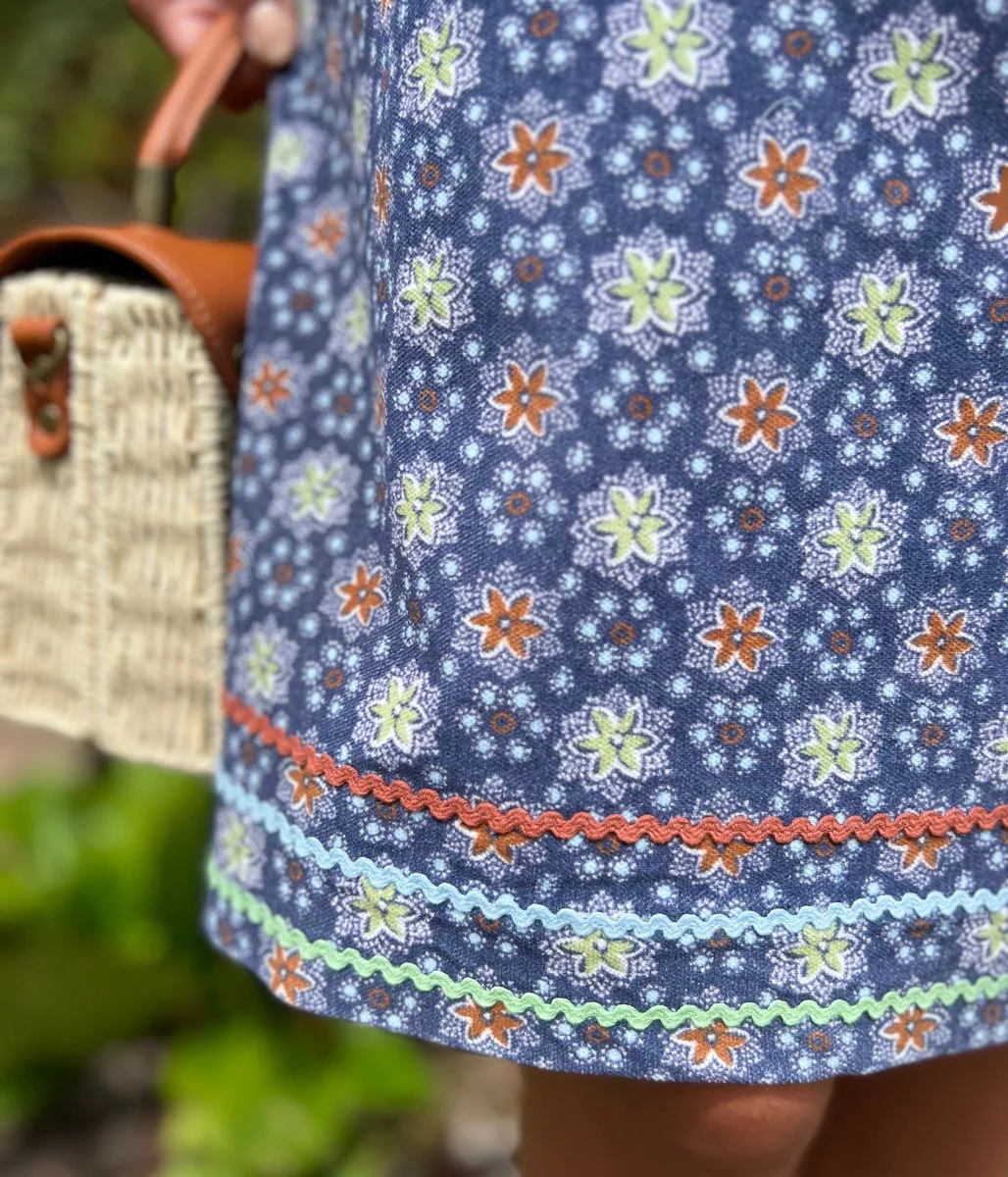 Blue Herbal Garden Moleskin Skirt - Image 12