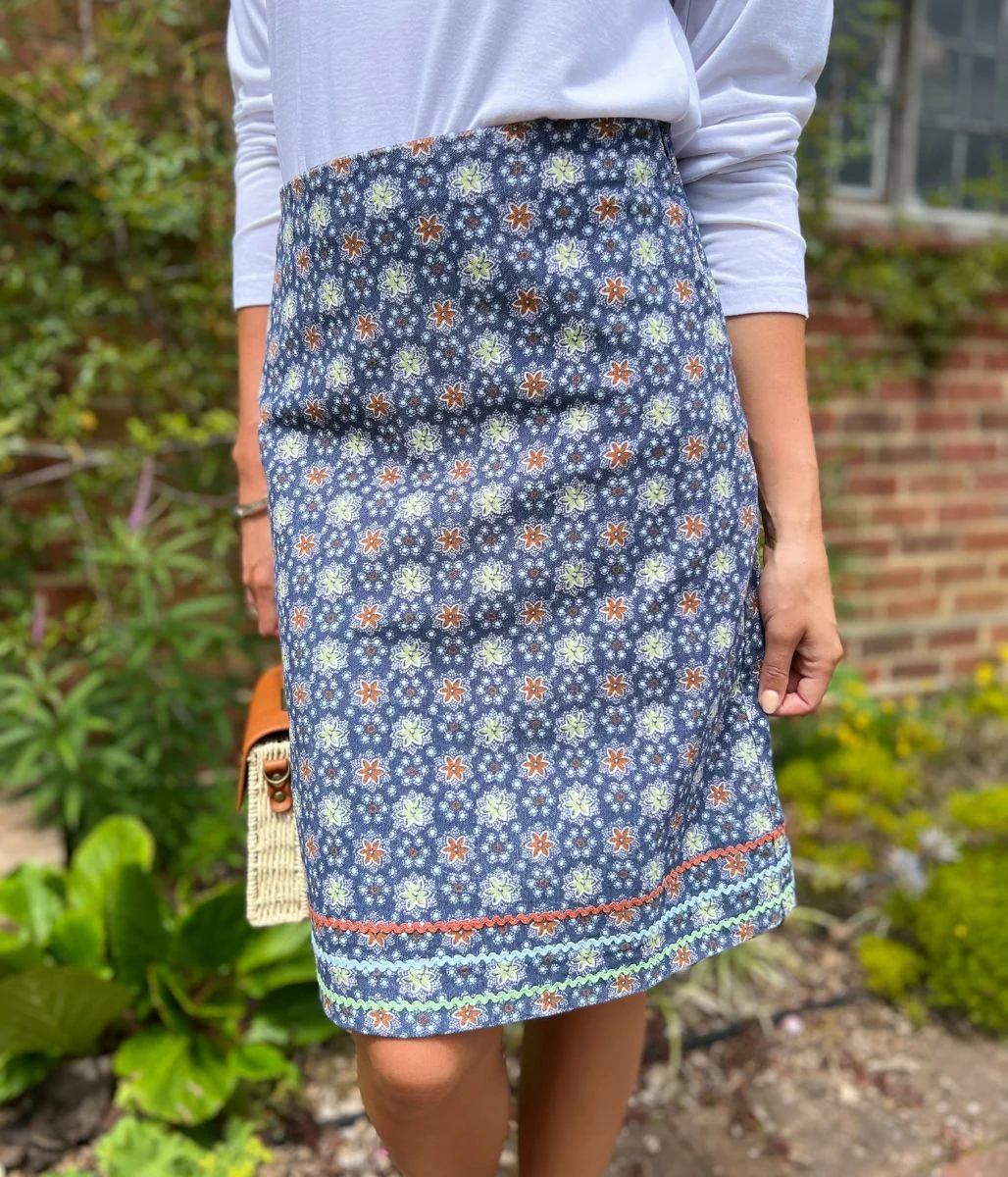Blue Herbal Garden Moleskin Skirt - Image 14
