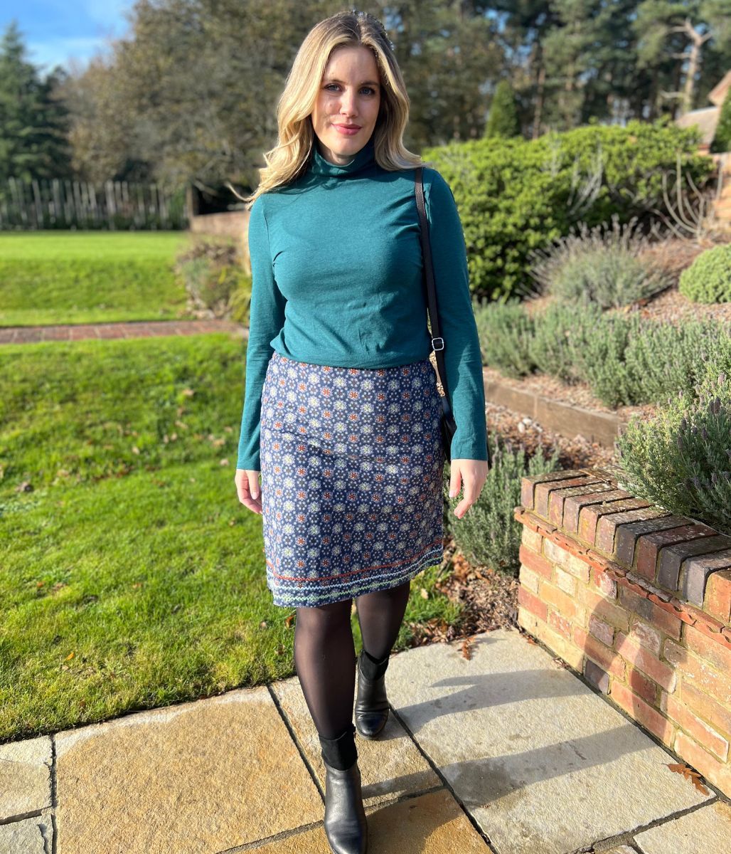 Blue Herbal Garden Moleskin Skirt - Image 3
