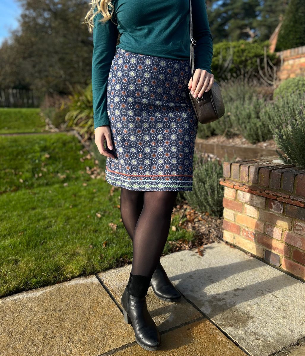 Blue Herbal Garden Moleskin Skirt - Image 4