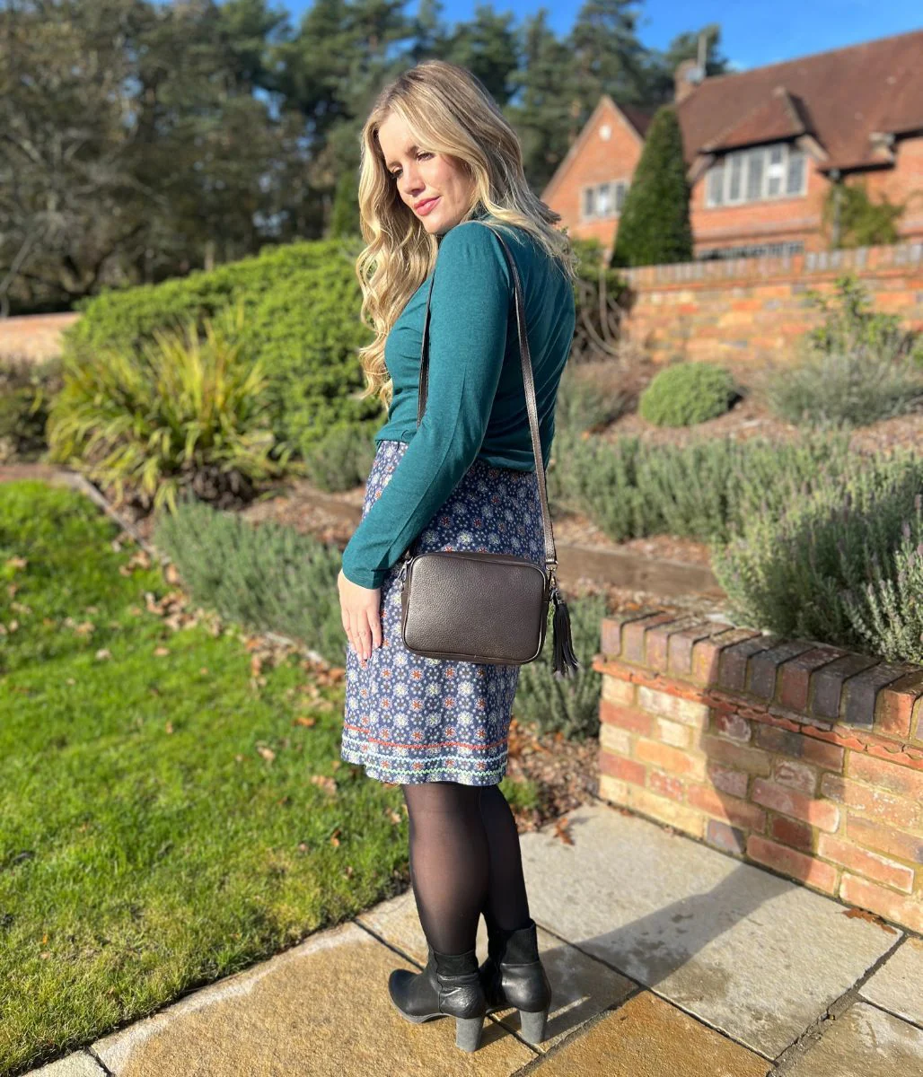 Blue Herbal Garden Moleskin Skirt - Image 5