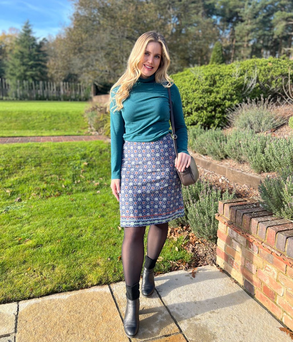 Blue Herbal Garden Moleskin Skirt - Image 6