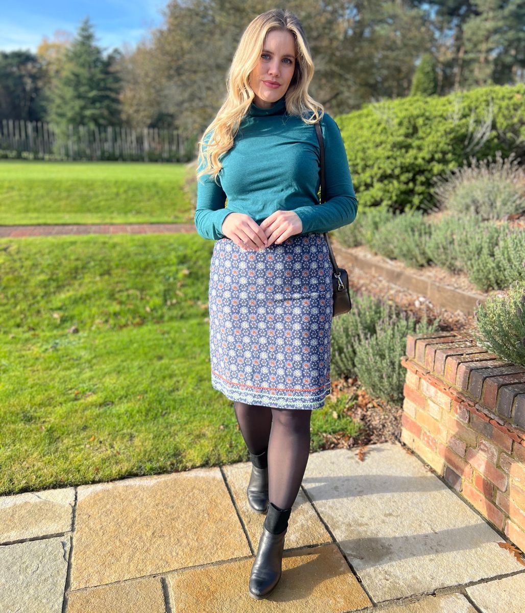 Blue Herbal Garden Moleskin Skirt - Image 7