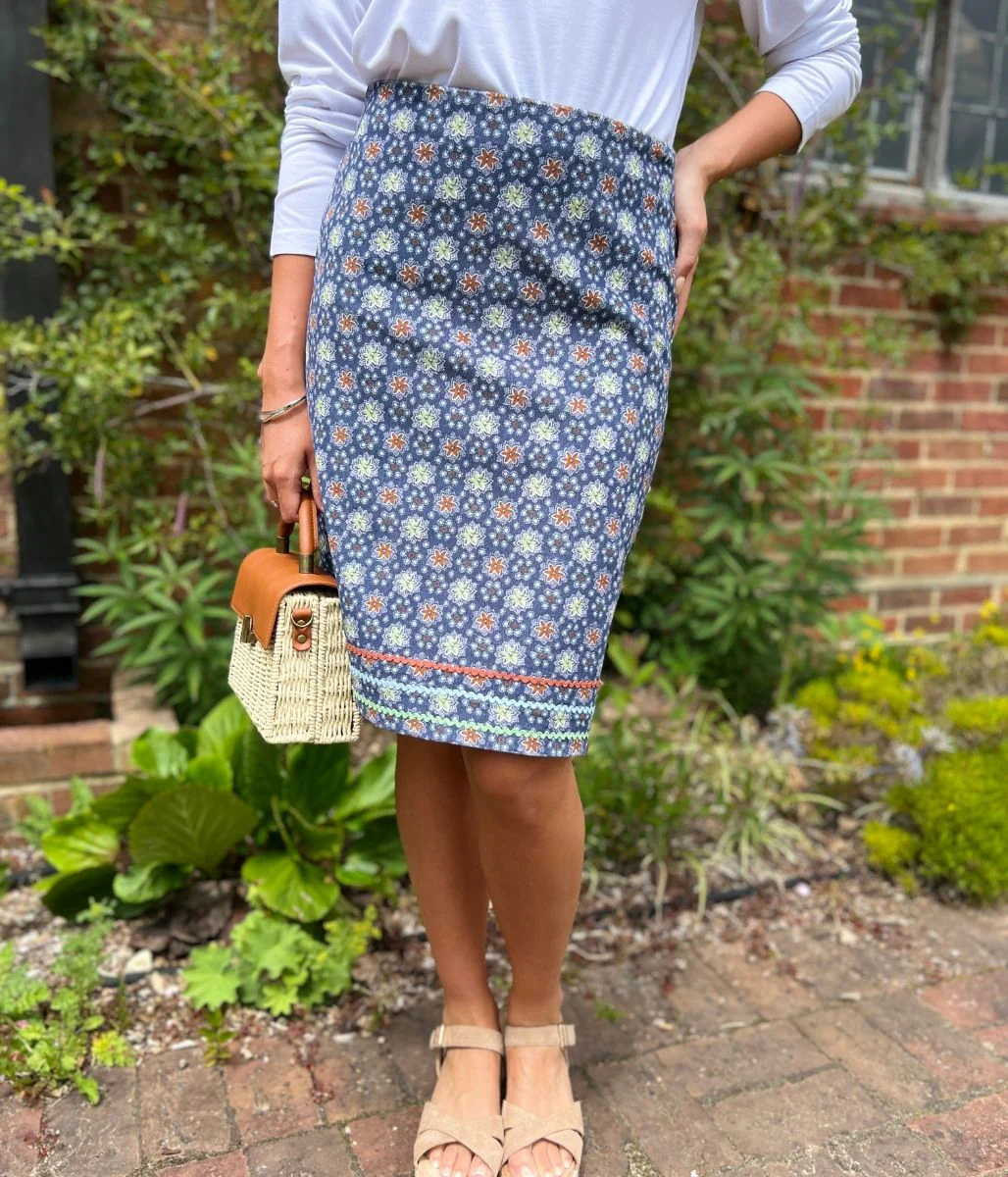 Blue Herbal Garden Moleskin Skirt - Image 8