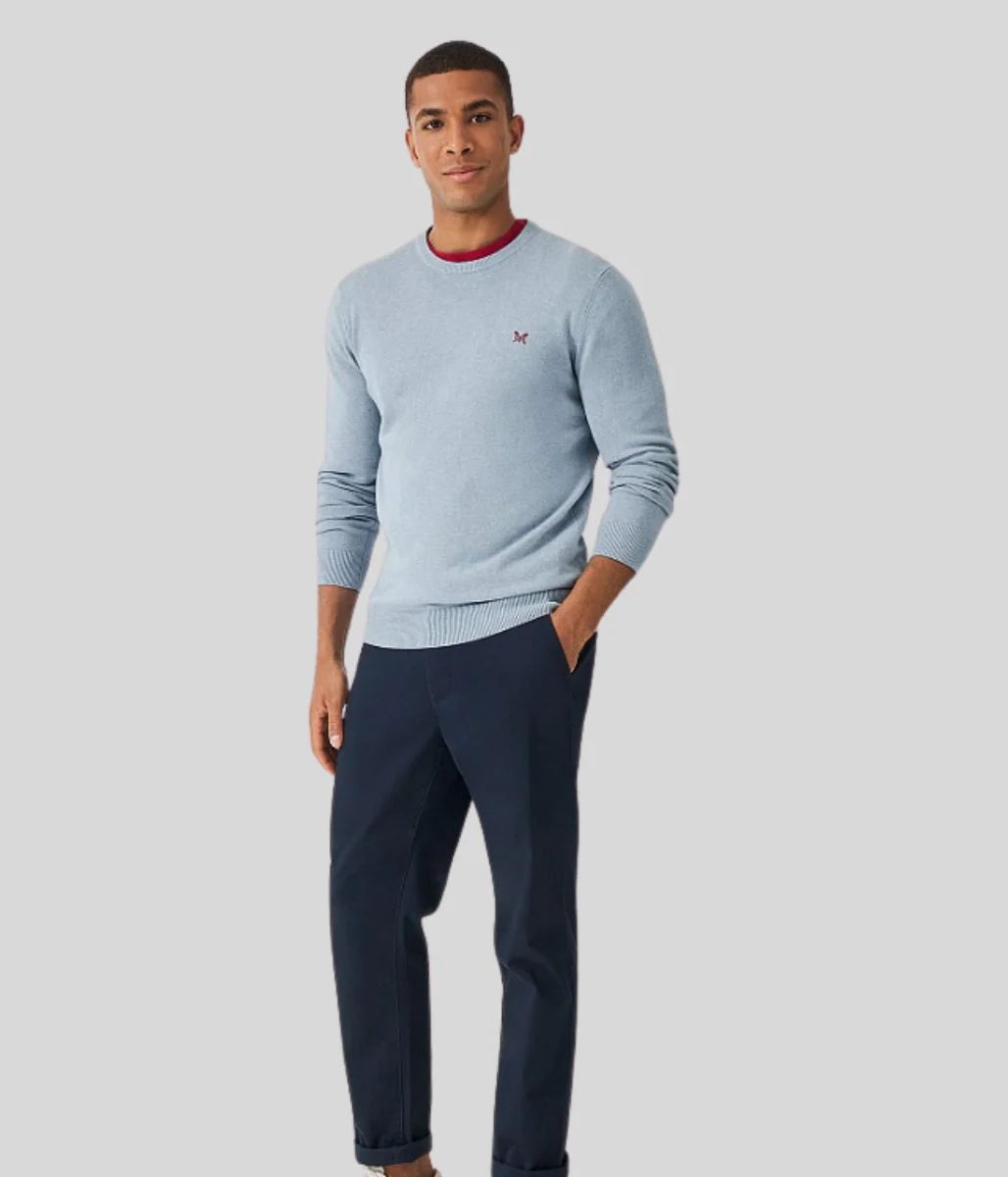 Blue Mens Cotton Crew Neck Logo Jumper - Image 2