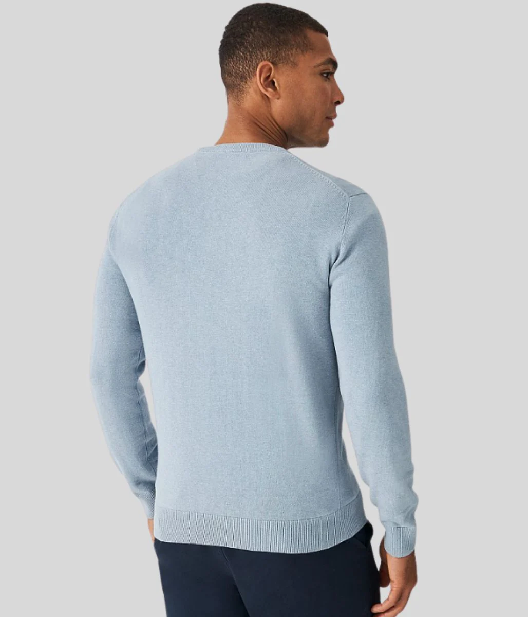 Blue Mens Cotton Crew Neck Logo Jumper - Image 4