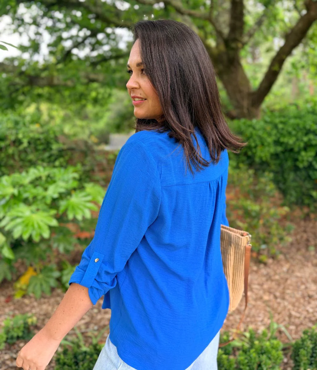 Blue Popover Tunic Blouse - Image 4