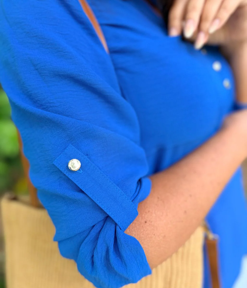 Blue Popover Tunic Blouse - Image 8