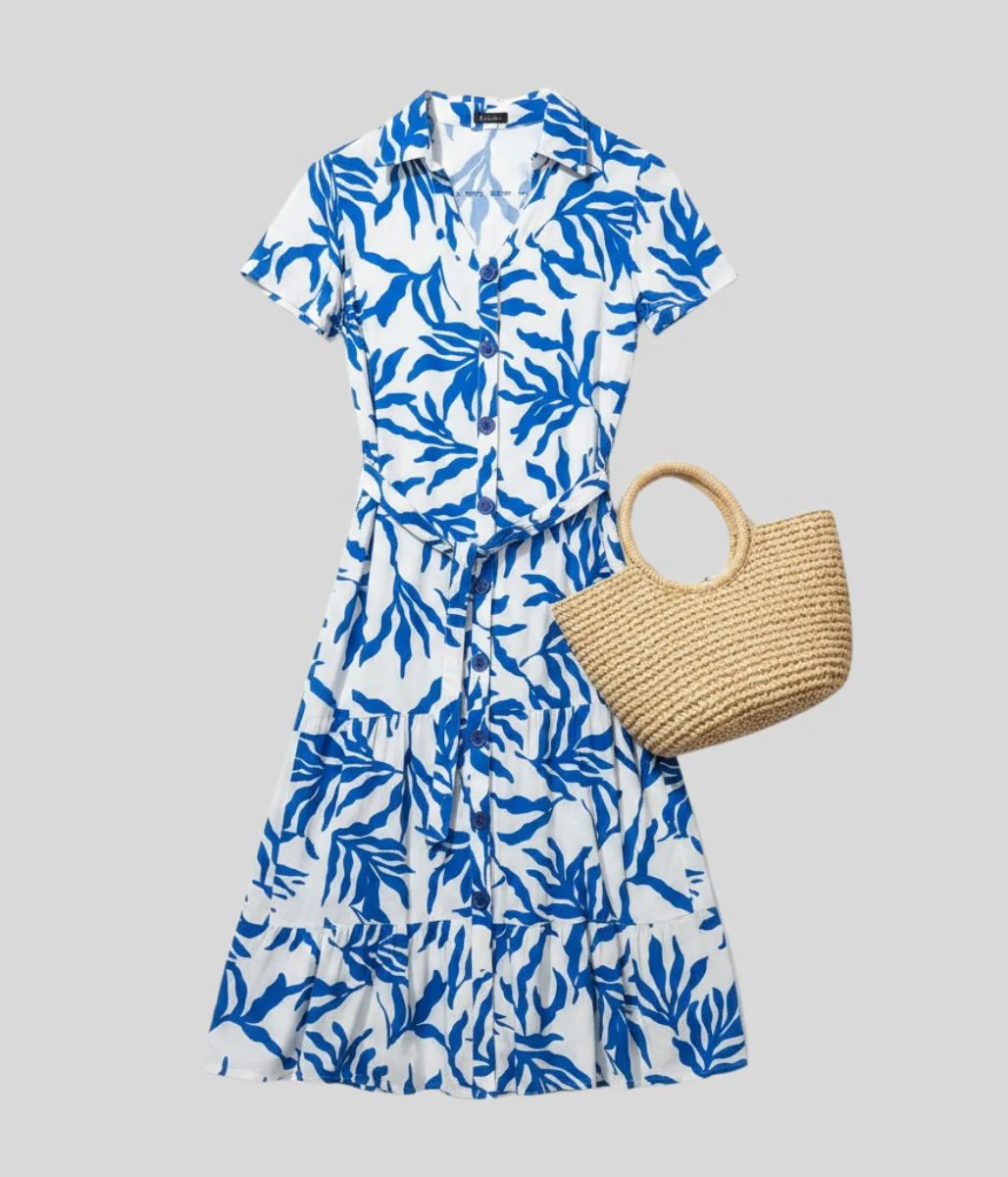 Blue Printed Amalfi Shirt Dress