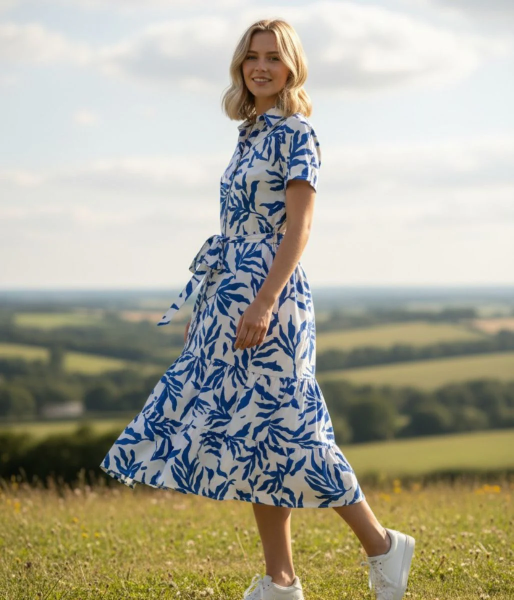 Blue Printed Amalfi Shirt Dress - Image 2