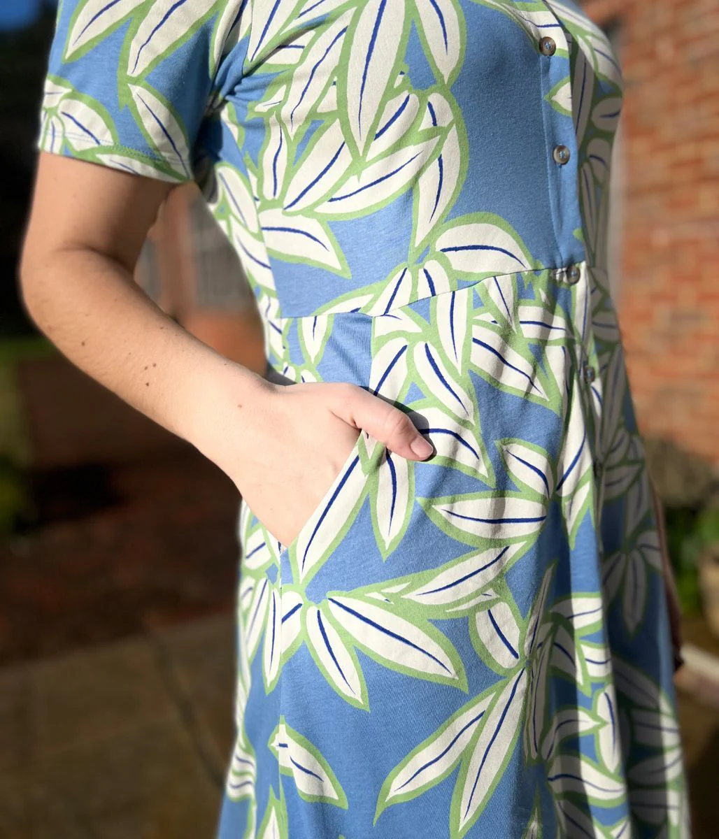 Blue Print Rua Jersey Midi Shirt Dress - Image 7