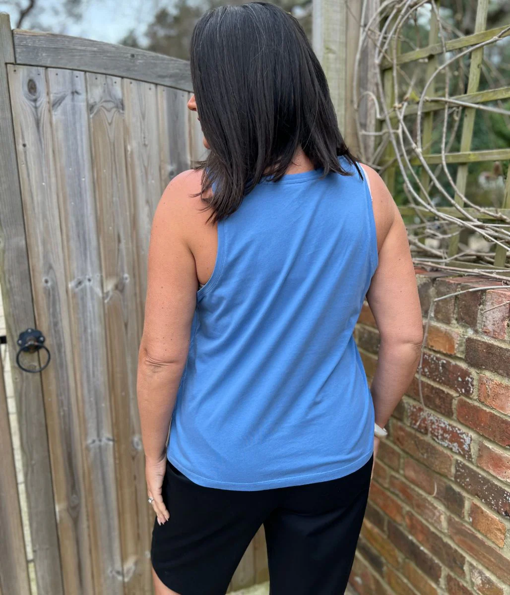 Blue Relaxed Vest Top - Image 2