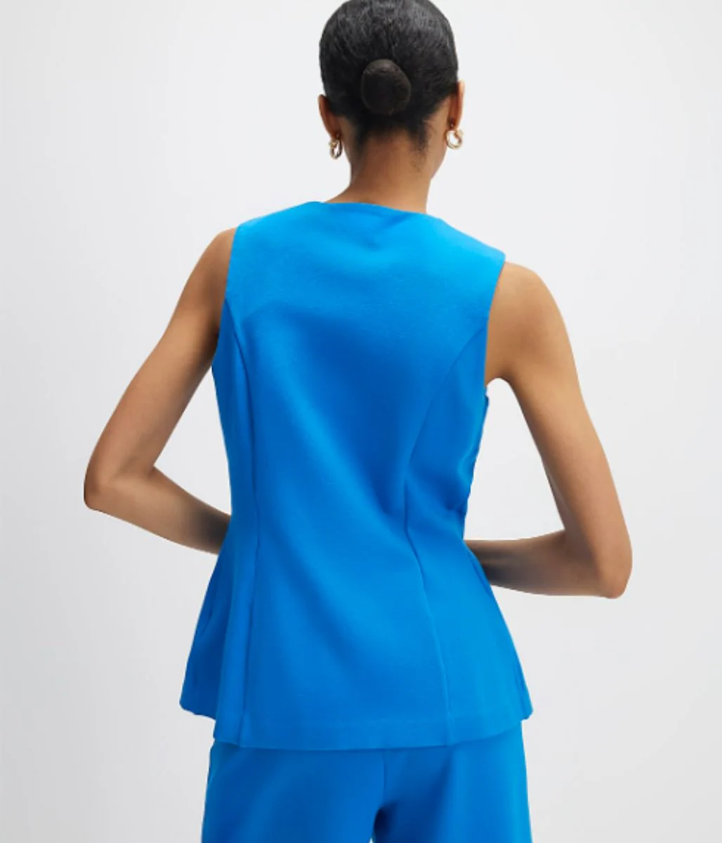 Blue Scallop Trim Waistcoat - Image 9