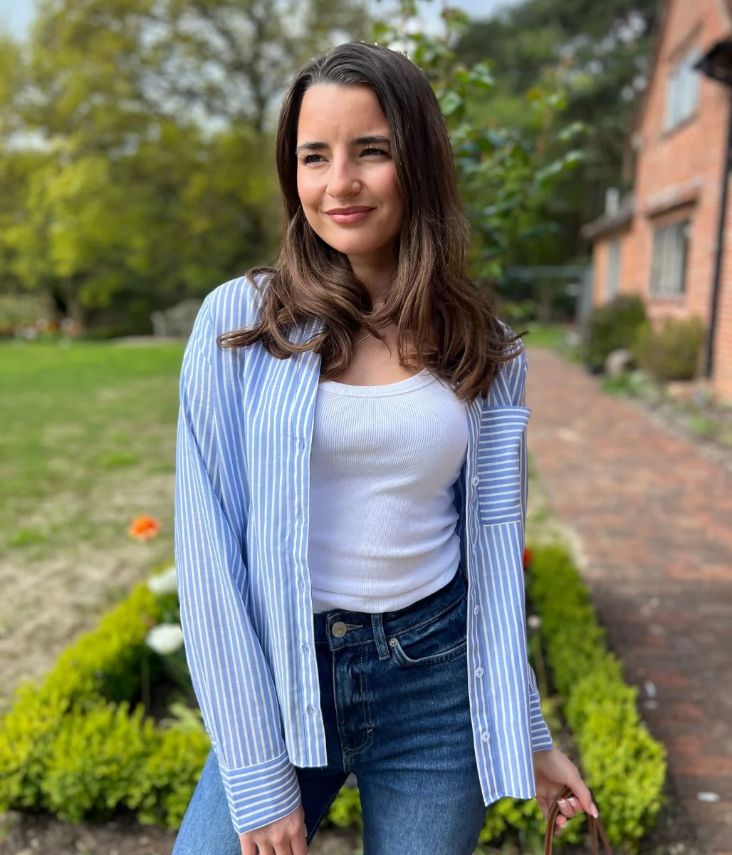 Blue Striped Soft Relaxed Shirt - Image 2