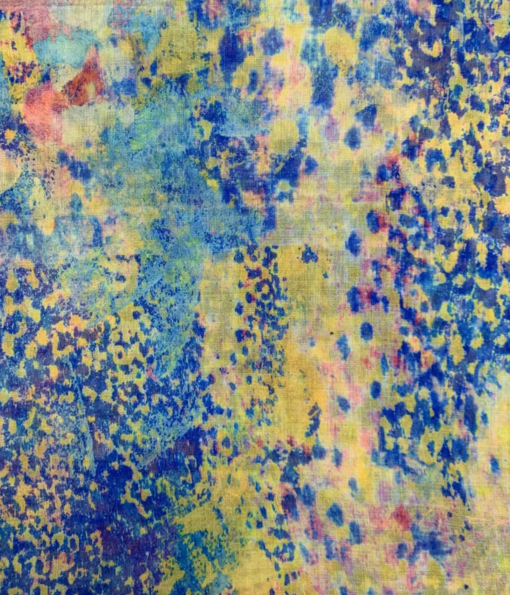Blue Watercolour Print Cotton Blend Scarf - Image 4