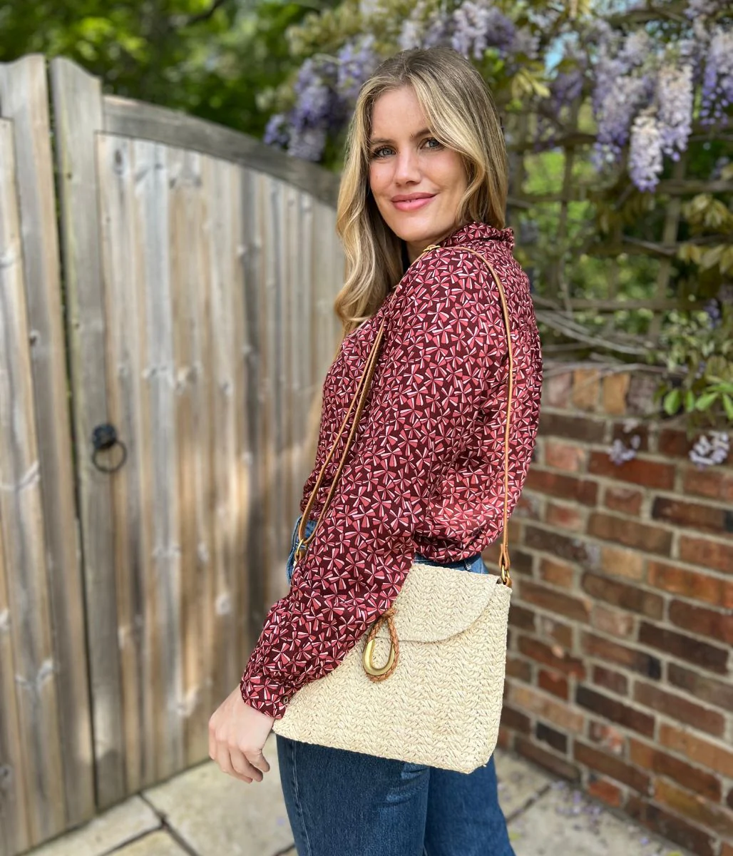 Brakeburn Burgundy Bow Print Blouse - Image 3