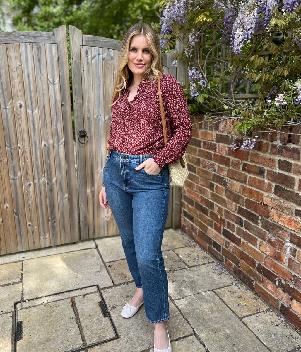 Brakeburn Burgundy Bow Print Blouse - Image 4