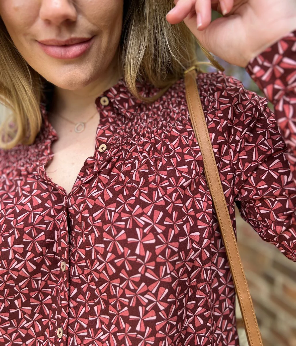 Brakeburn Burgundy Bow Print Blouse - Image 7