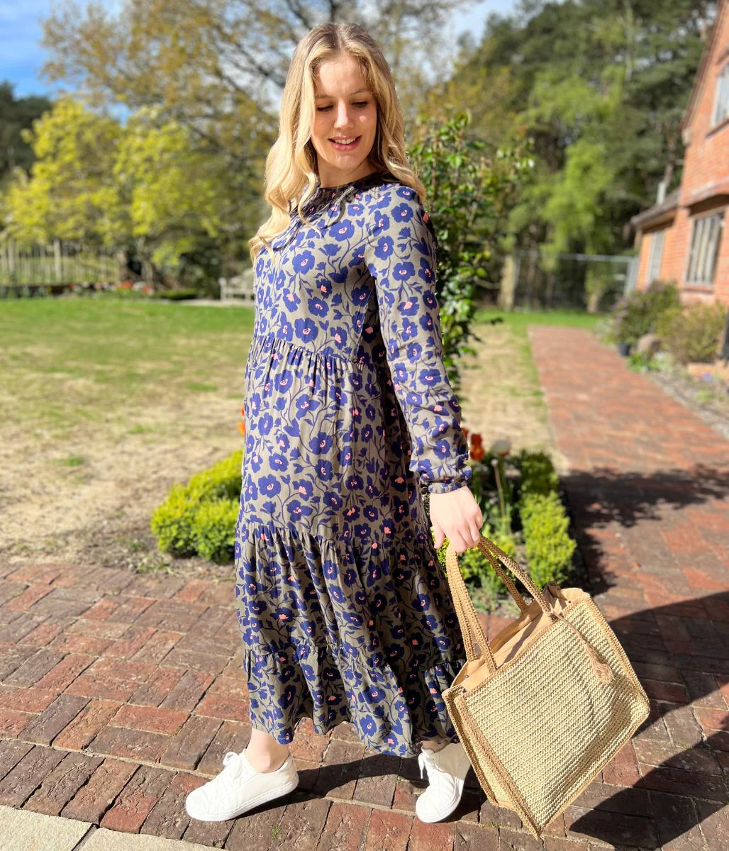 Brakeburn Green Flower Print Jersey Dress - Image 4