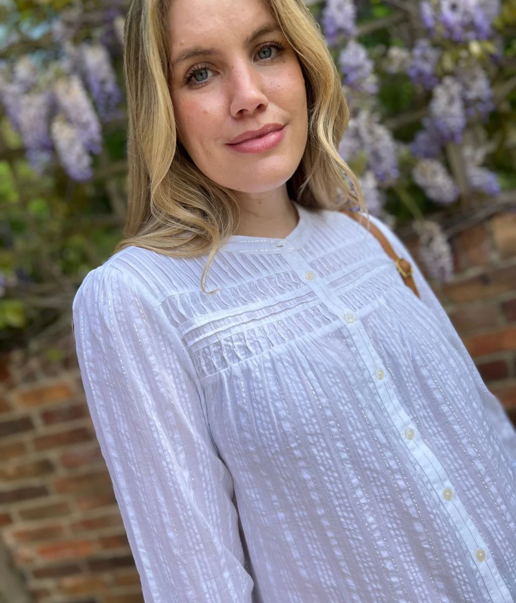Brakeburn Ivory Pintuck Sparkle Thread Blouse - Image 6