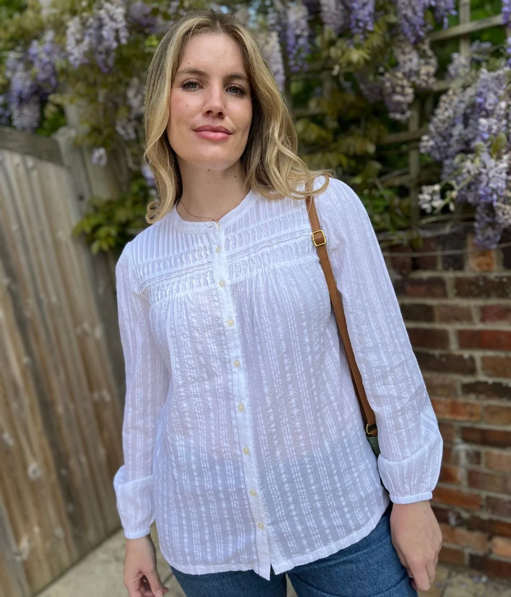 Brakeburn Ivory Pintuck Sparkle Thread Blouse - Image 8