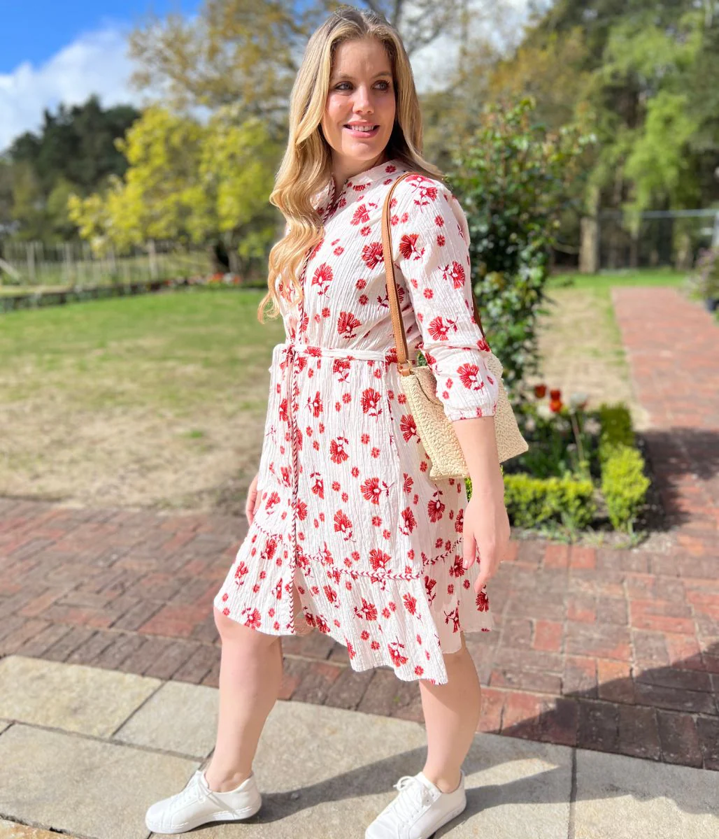 Brakeburn Ivory & Red Floral Dress - Image 5