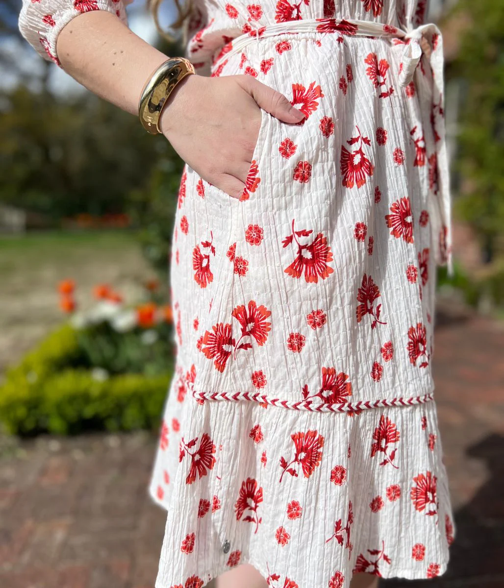 Brakeburn Ivory & Red Floral Dress - Image 7