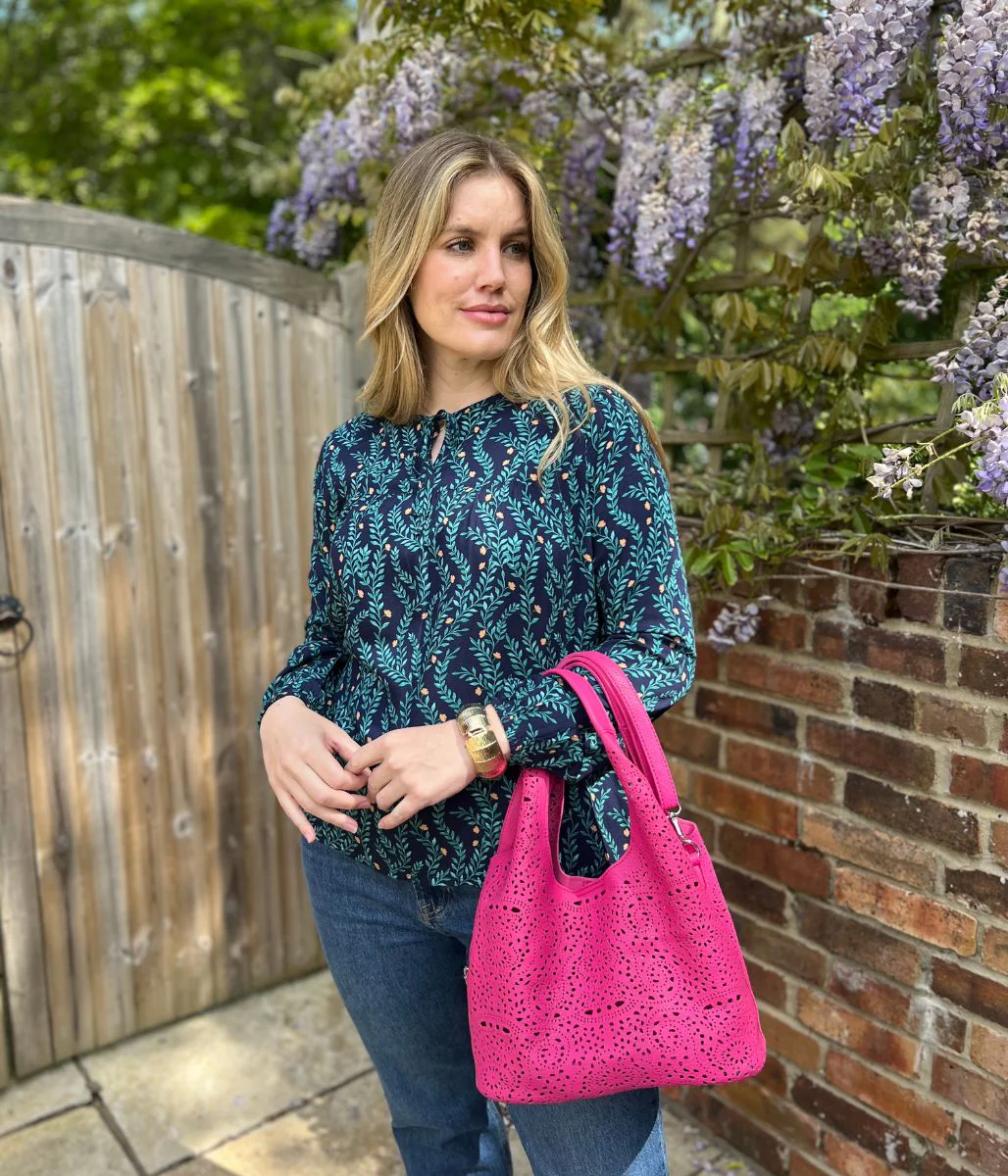 Brakeburn Navy Flower Print Blouse - Image 4