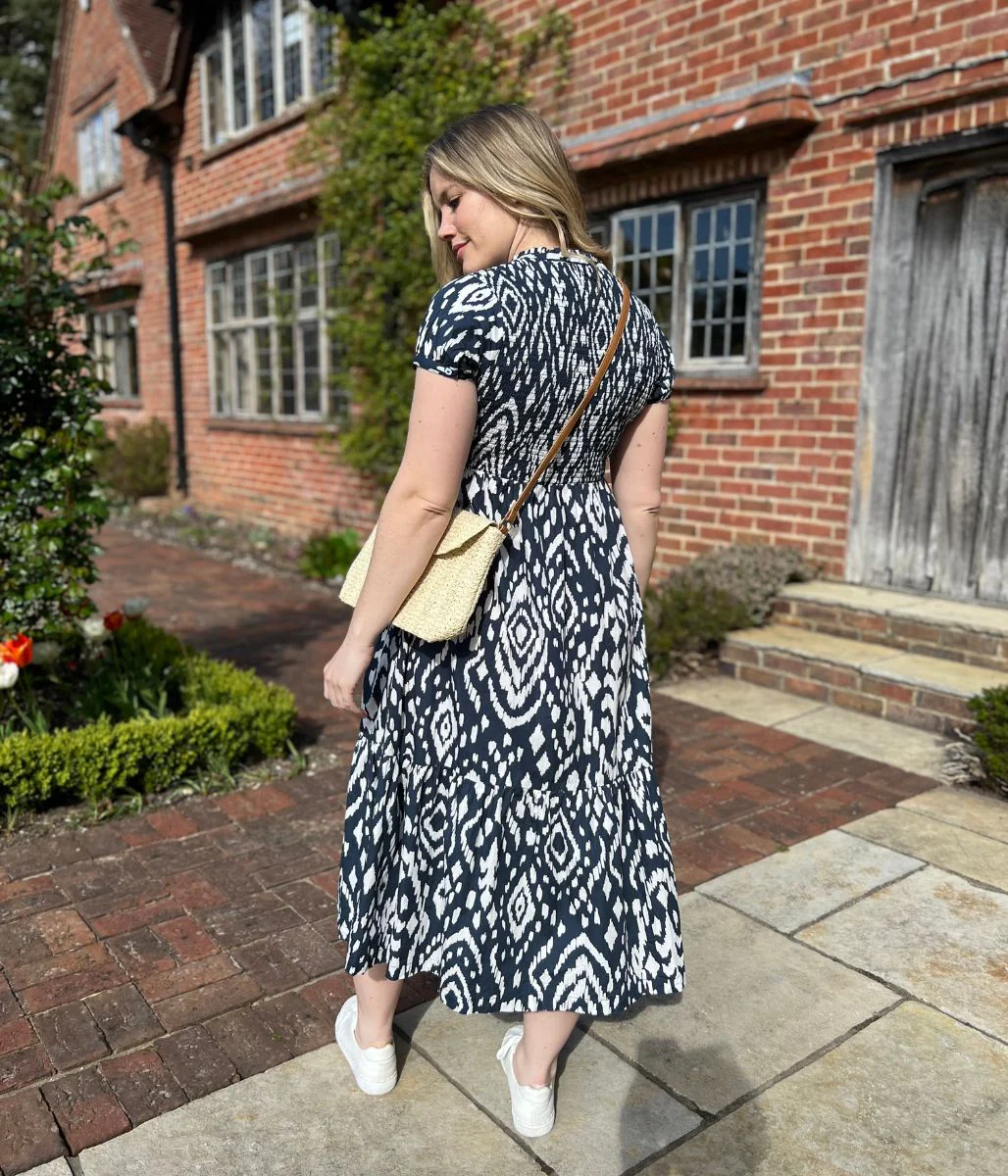 Brakeburn Navy Ikat Tiered Dress - Image 4