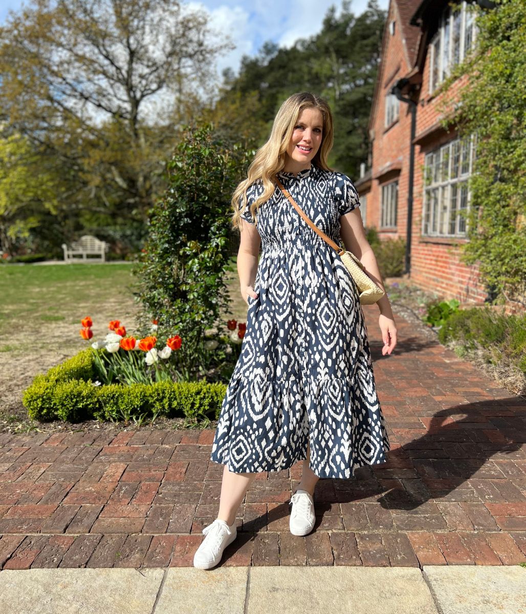 Brakeburn Navy Ikat Tiered Dress - Image 6