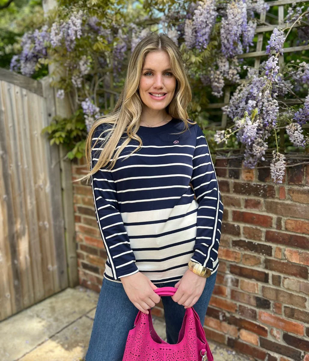 Brakeburn Navy Striped Crew Sweatshirt - Image 2
