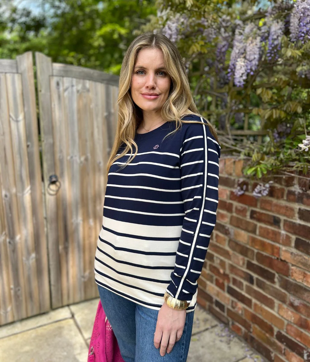 Brakeburn Navy Striped Crew Sweatshirt - Image 6