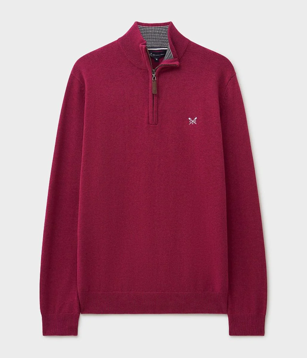 Rich Berry Mens Cotton Half Zip Jumper
