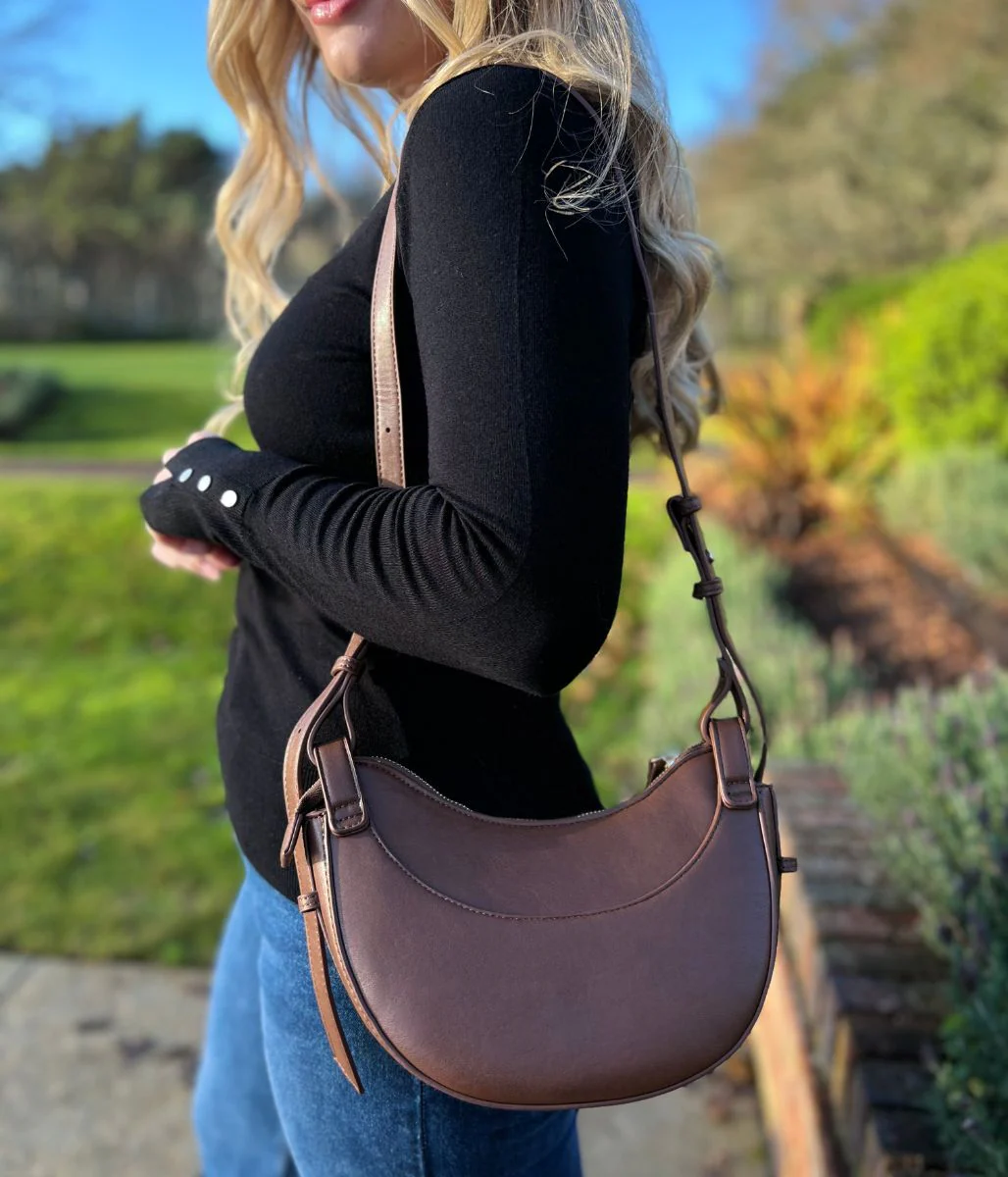 Brown Cassie Crescent Bag - Image 3