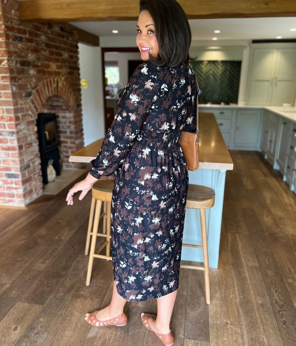 Brown Floral Paloma Midi Dress - Image 10