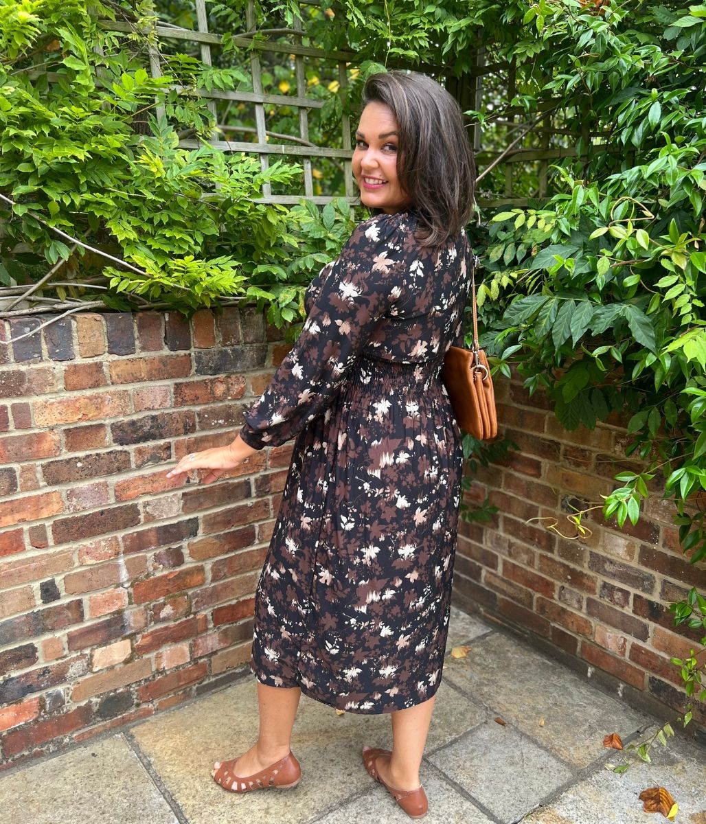Brown Floral Paloma Midi Dress - Image 5