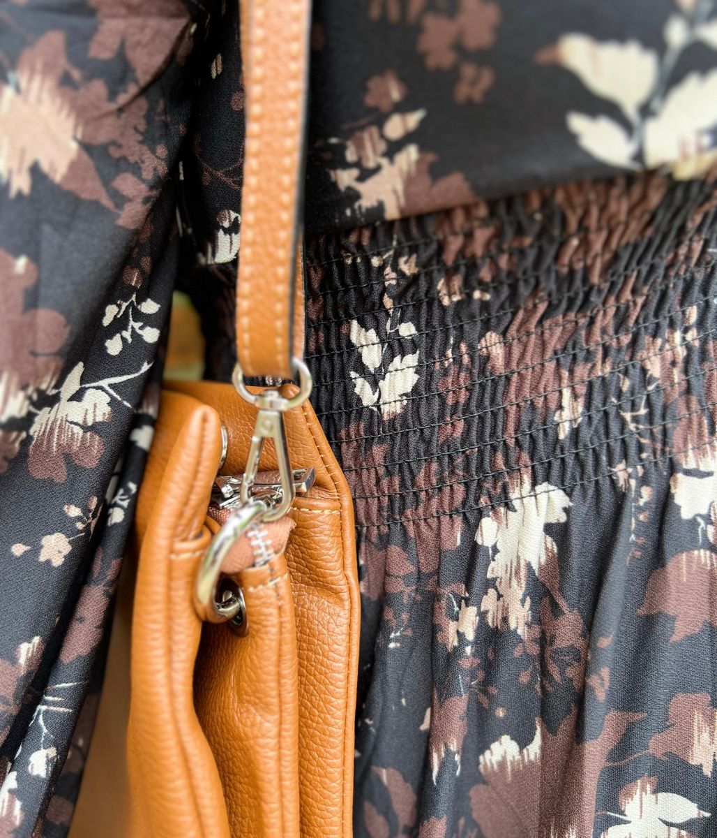 Brown Floral Paloma Midi Dress - Image 7