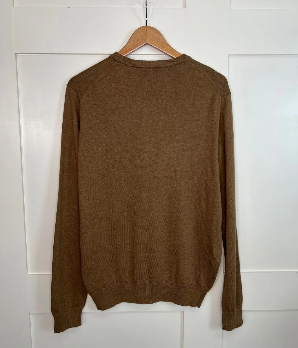 Brown Mens V Neck Logo Jumper - Image 4