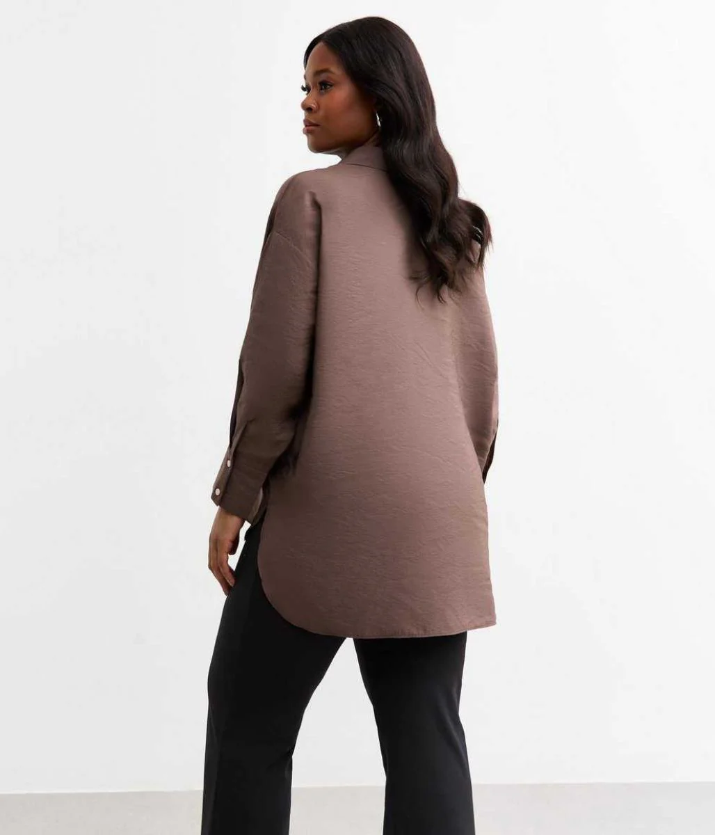 Brown Modal Relaxed Shirt - Image 7