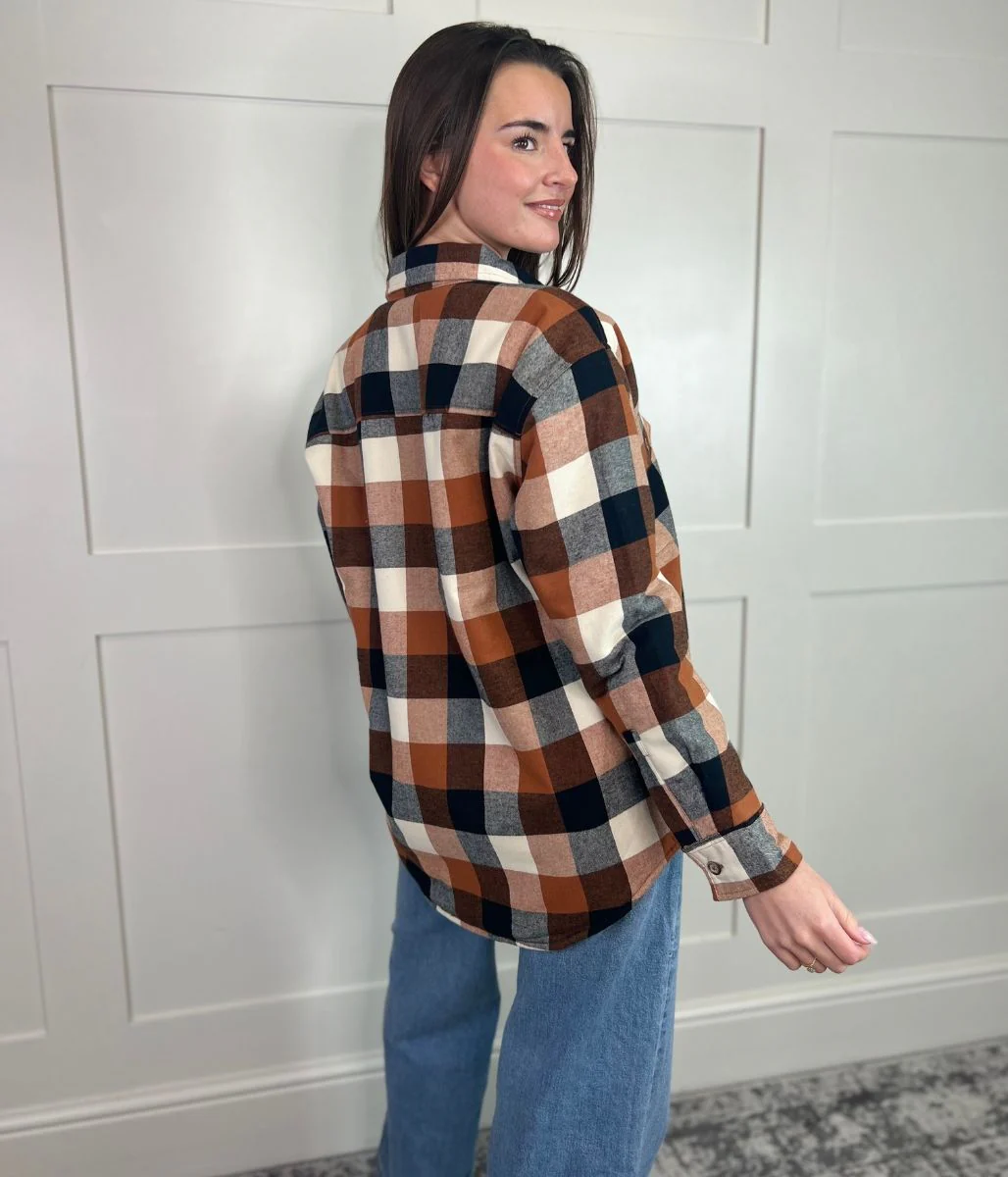 Brown Sherpa Checked Shirt - Image 4