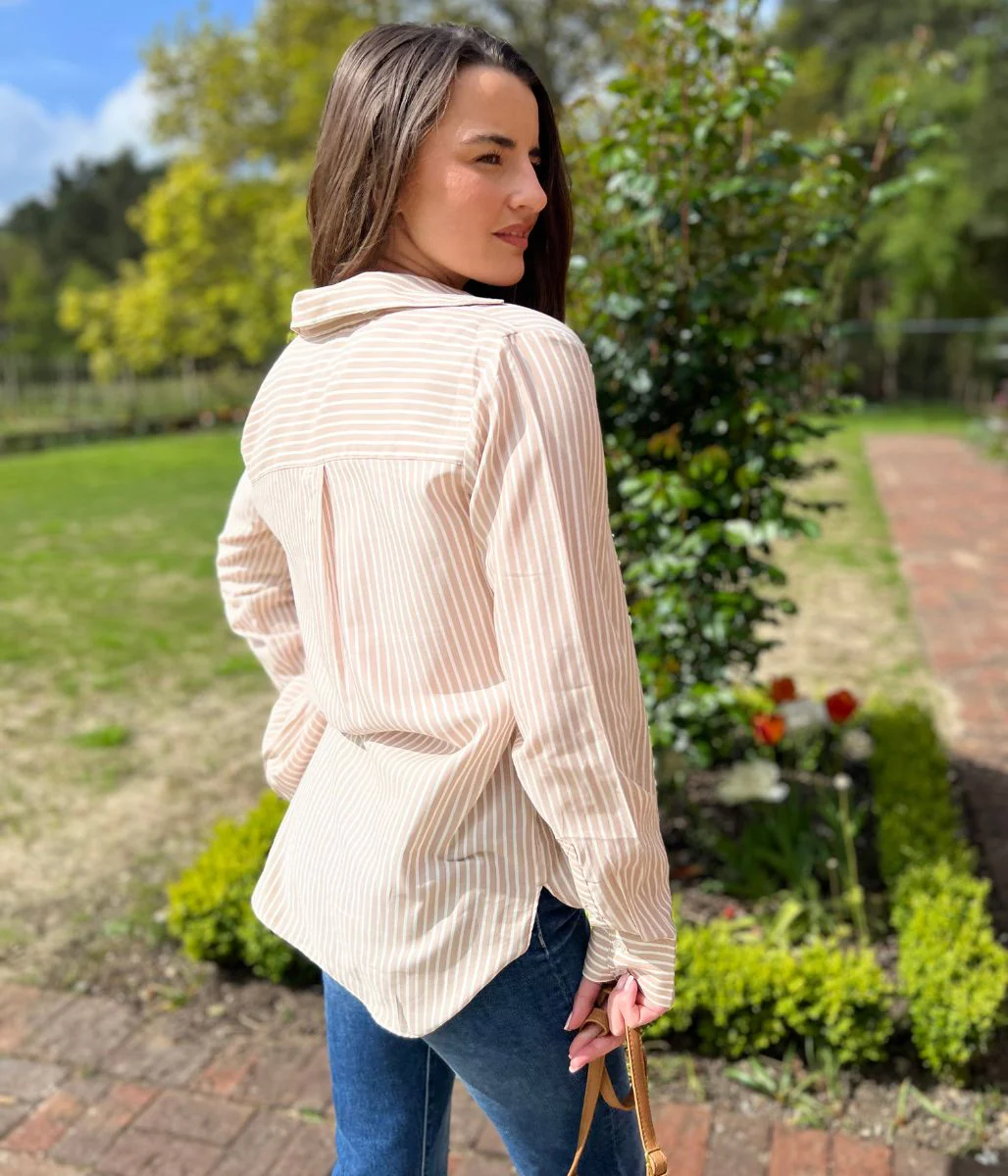 Brown Striped Soft Relaxed Shirt - Image 11