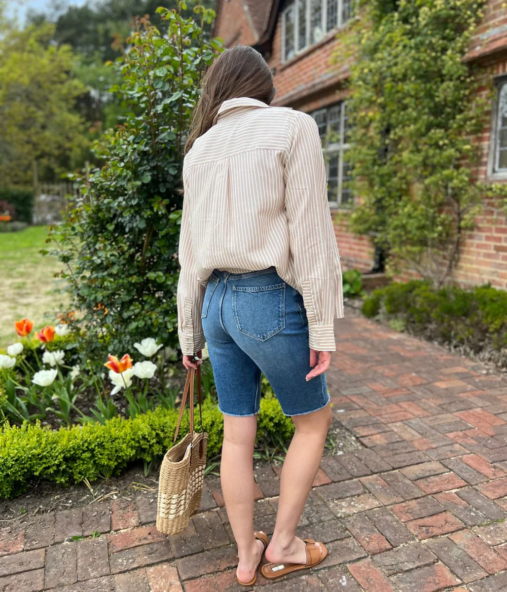 Brown Striped Soft Relaxed Shirt - Image 2