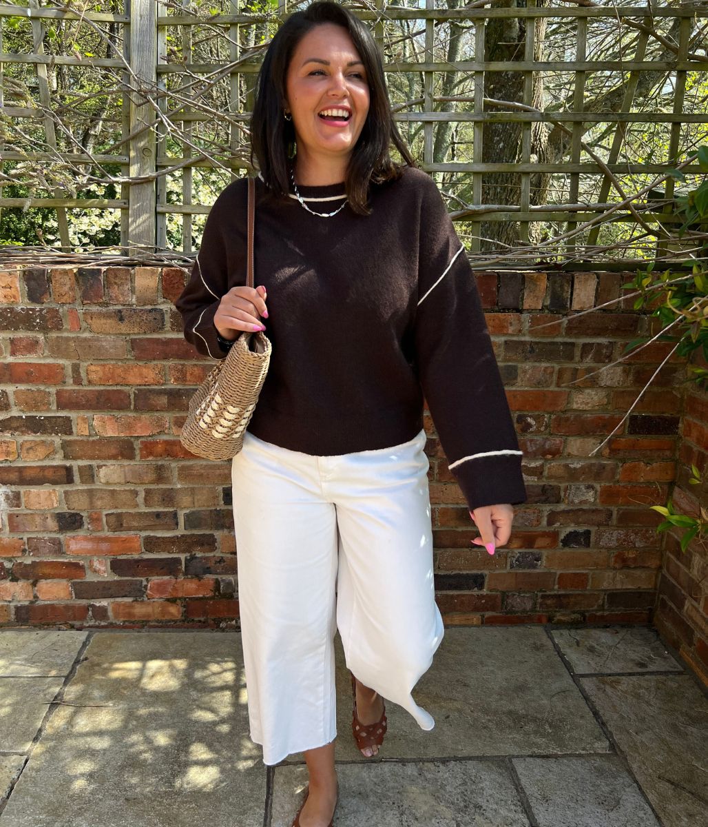Brown Tipped Detail Relaxed Fit Jumper - Image 4