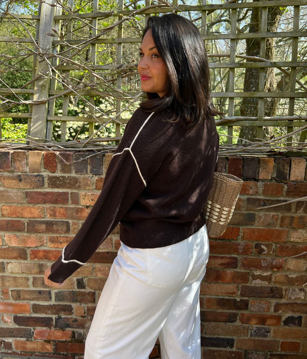 Brown Tipped Detail Relaxed Fit Jumper - Image 5