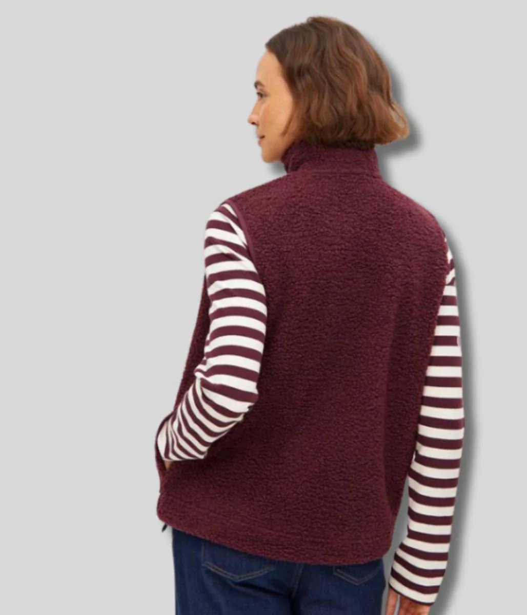Burgundy Borg Fleece Gilet - Image 3