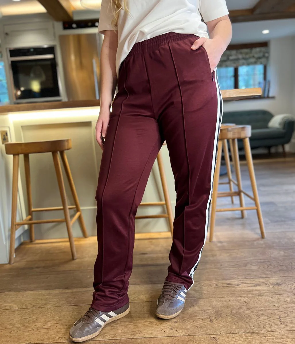 Burgundy Cotton Rich Retro Side Stripe Joggers - Image 6