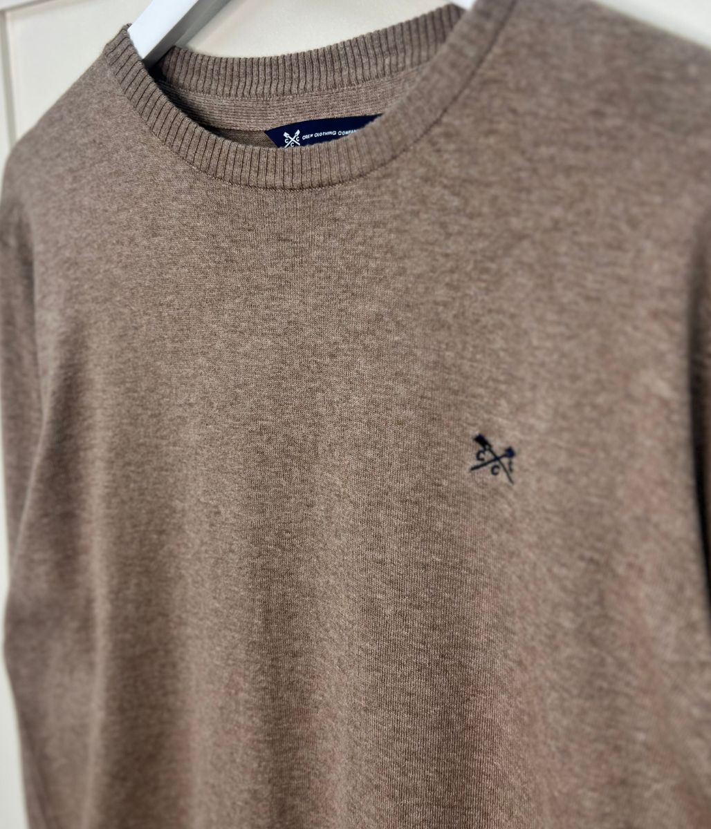 Camel Mens Cotton Crew Neck Logo Jumper - Image 2