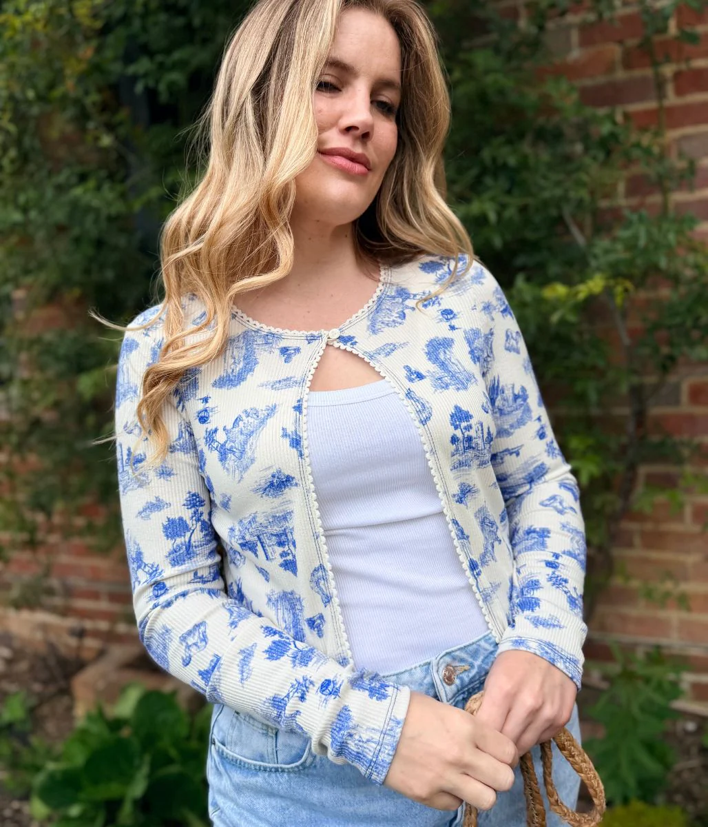Ceramic Print Ribbed Cardigan - Image 7