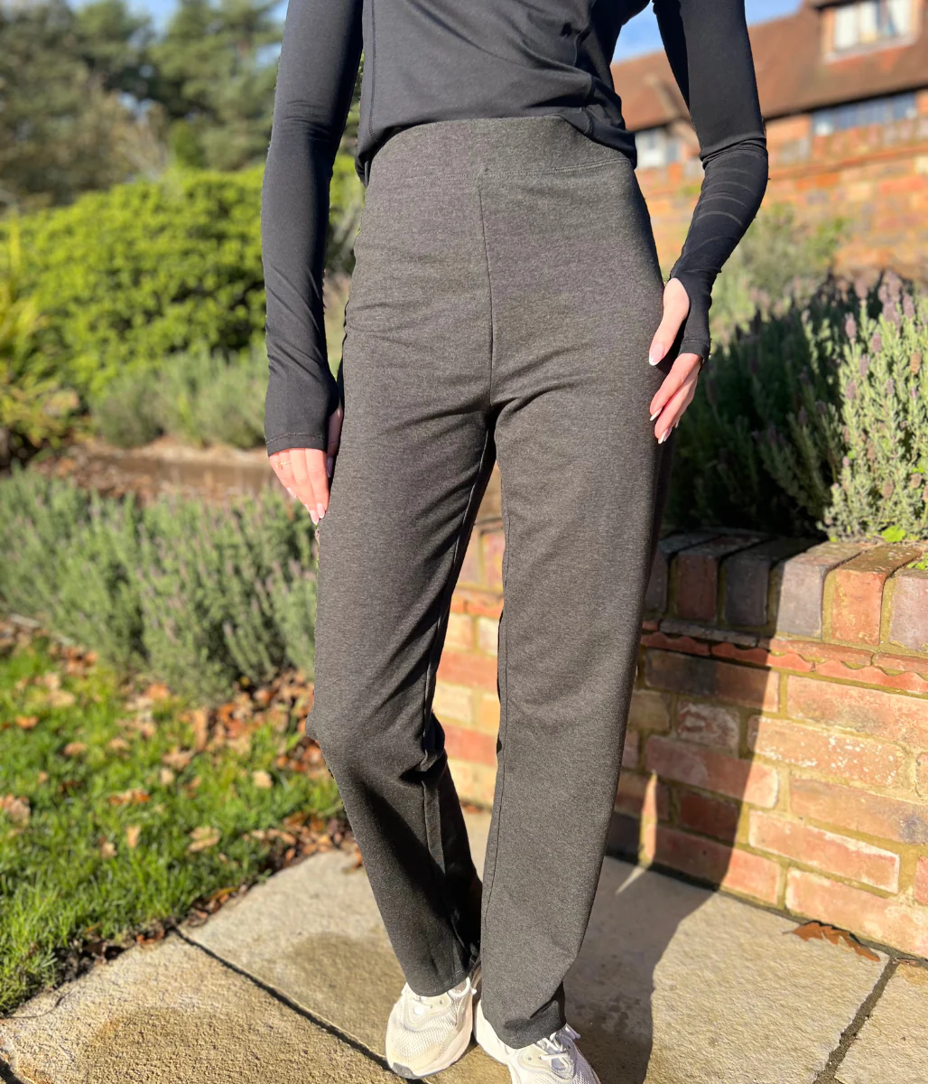 Charcoal Jersey Straight Leg Trousers