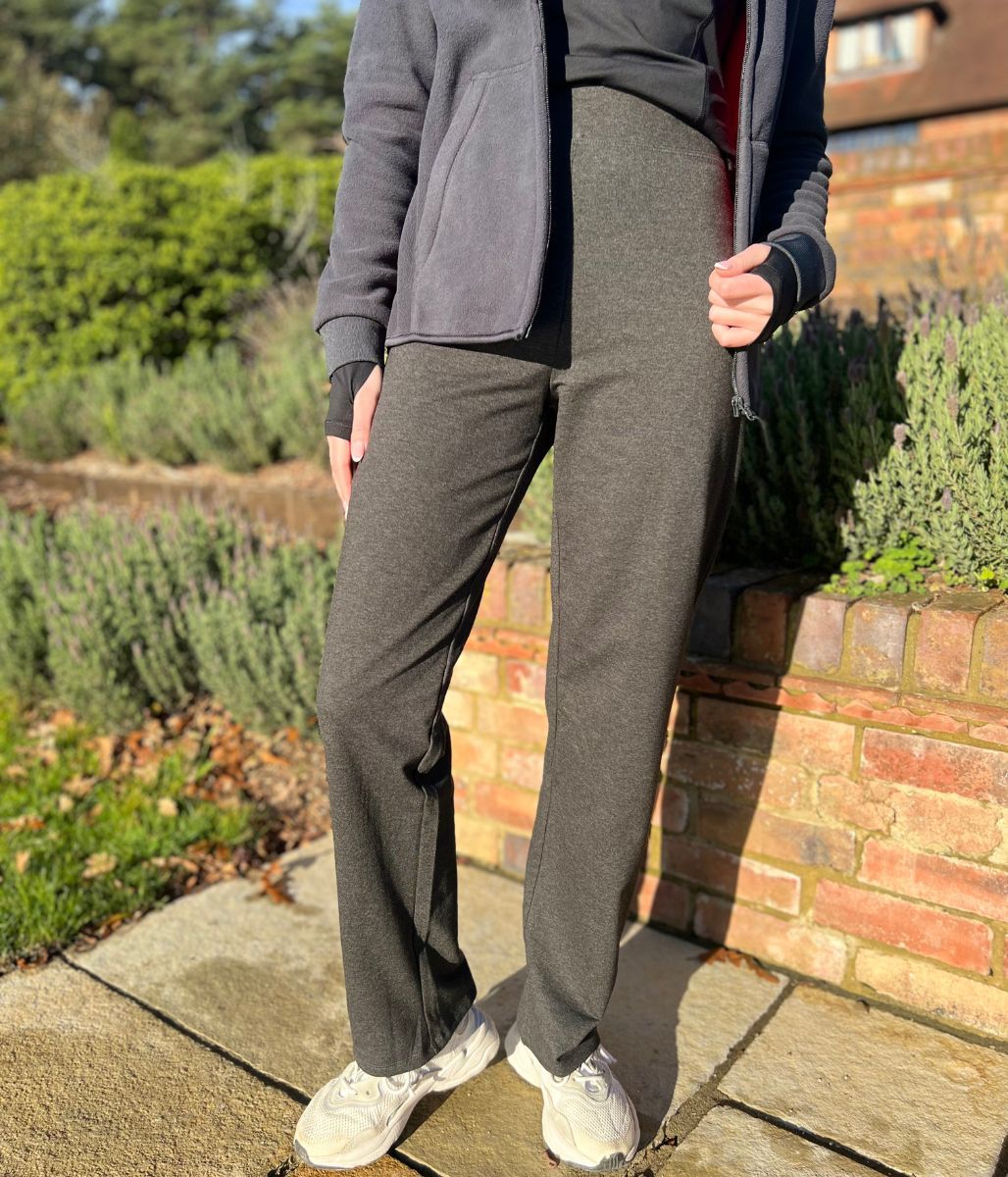Charcoal Jersey Straight Leg Trousers - Image 2